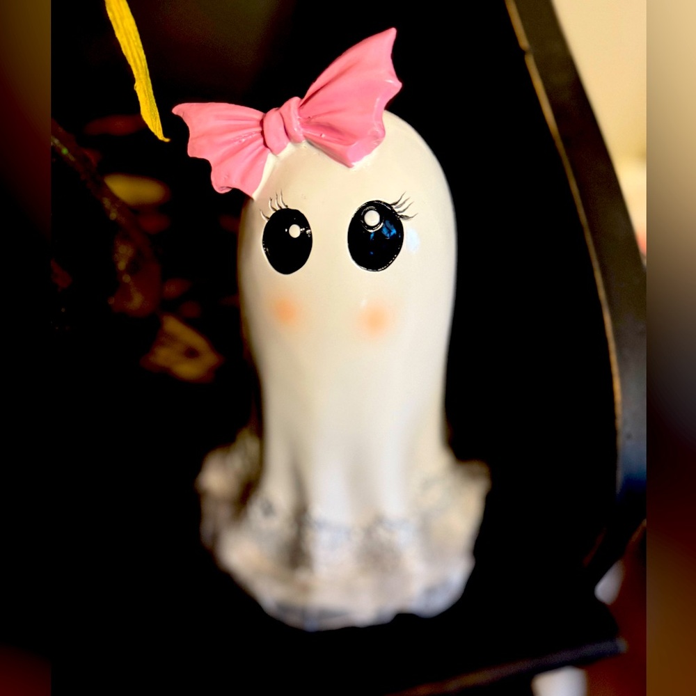 Tik Tok Viral HomeGoods Ghost Figurine with Pink Bow